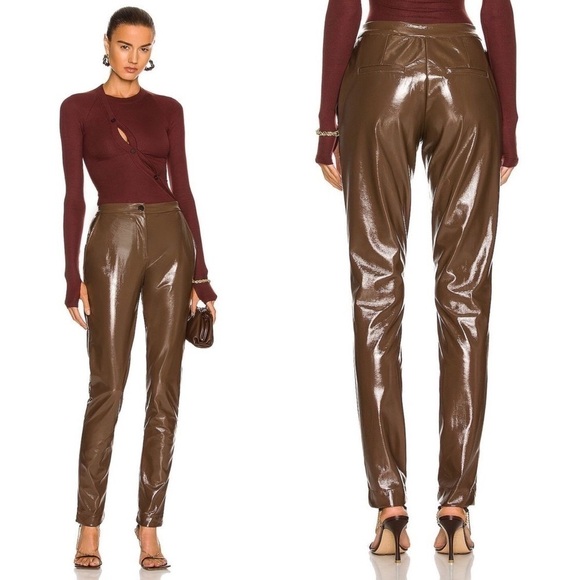 ALIX NYC Pant Loring Faux Patent Leather Pockets Acorn 2 NWT - Picture 1 of 8